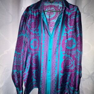 Versace Men's Purple and Blue Shirt